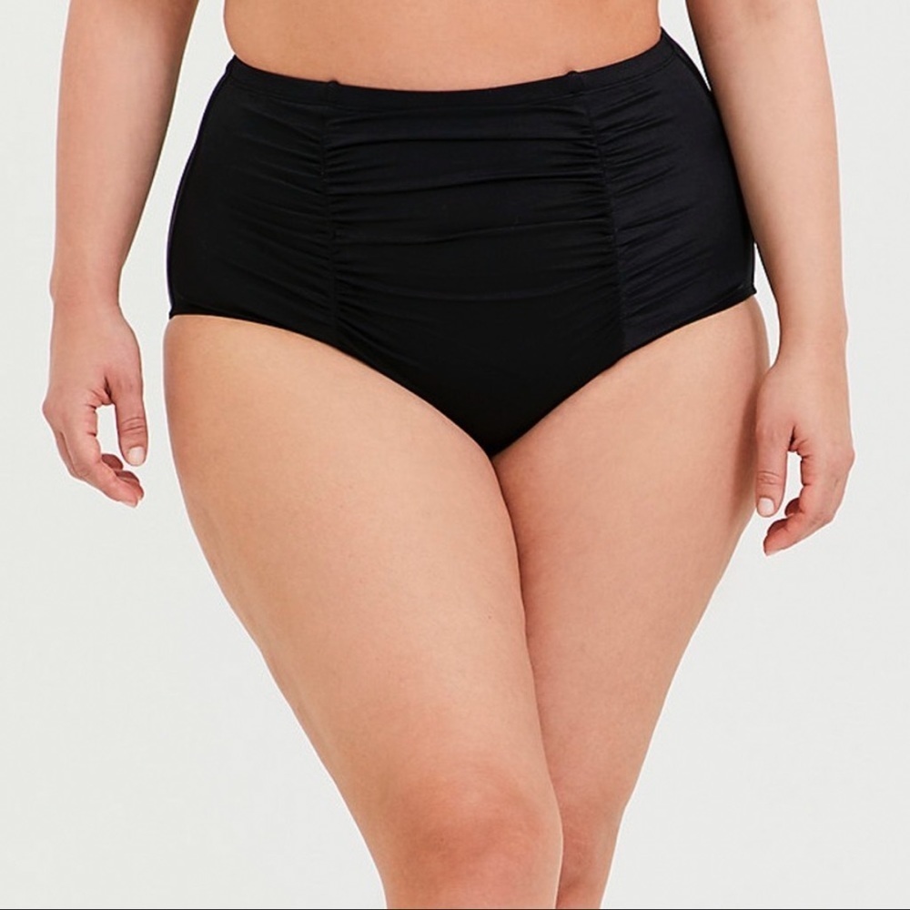 TORRID ruched high waist bikini swim bottoms, 3X.